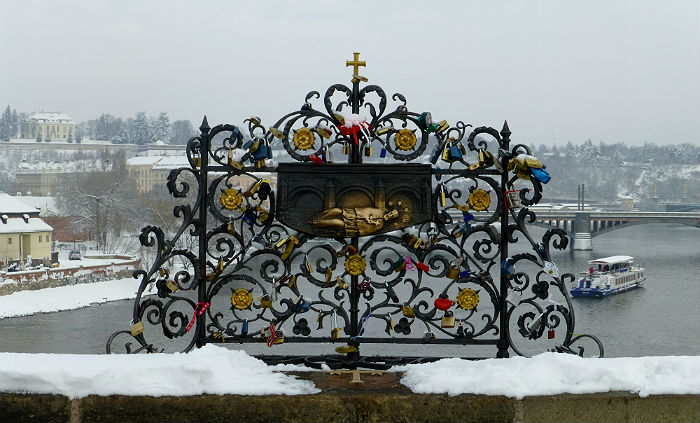 Picture of John of Nepomuk on Charles Bridge in Prague