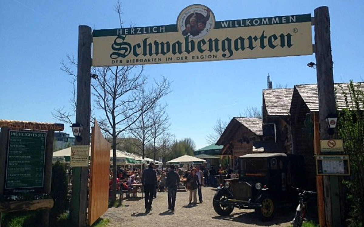 Schwabengarten in Leinfelden-Echterdingen is a typical German beer garden near to Stuttgart.